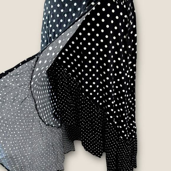 Torrid Polka Dot Faux Wrap Ruffled Maxi Skirt High Low Size 1X 14/16 Black White - Picture 8 of 14